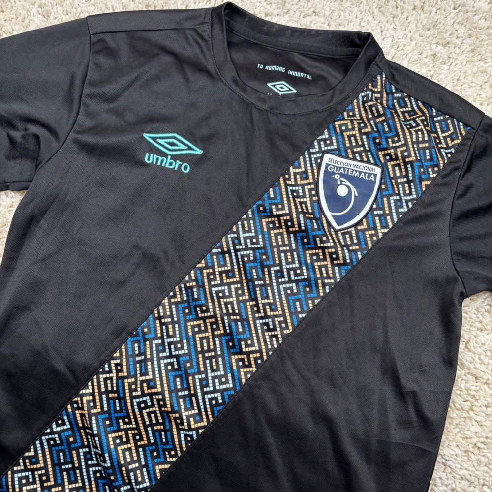 Umbro Guatemala Soccer Jersey Men S Black Graphic Sash Short Sleeve Blokecore